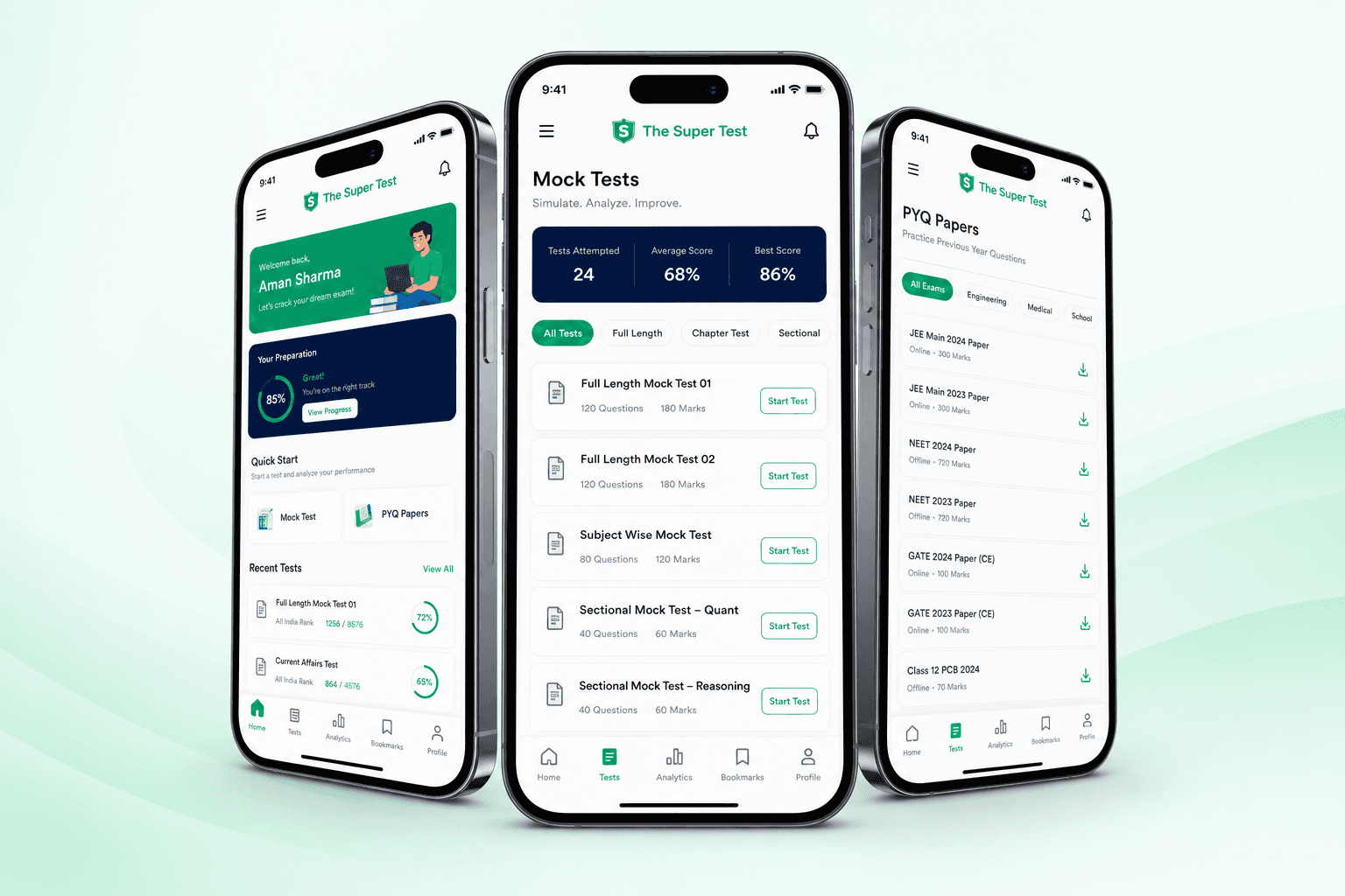 The Super Test mobile app on Android and iPhone
